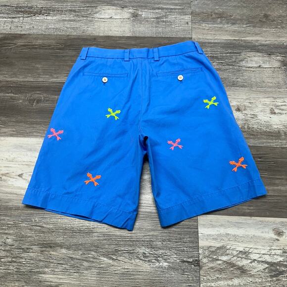 Vineyard Vines Cross Fishbones Blue Green Men 30 Flat Front Breaker Chino Shorts - Picture 3 of 10